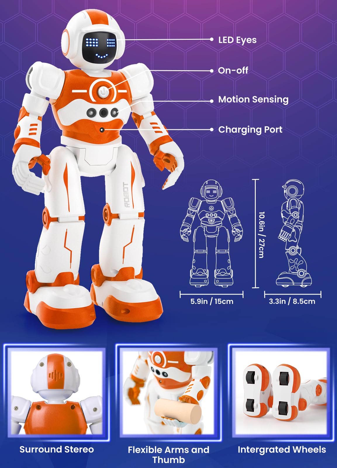 Robot Toys for Kids,Programmable Remote Control Smart Walking Dancing Robot Toy with Gesture & Sensing for Age 4 5 6 7 8 9 10 Year Old Boys for Birthday Present