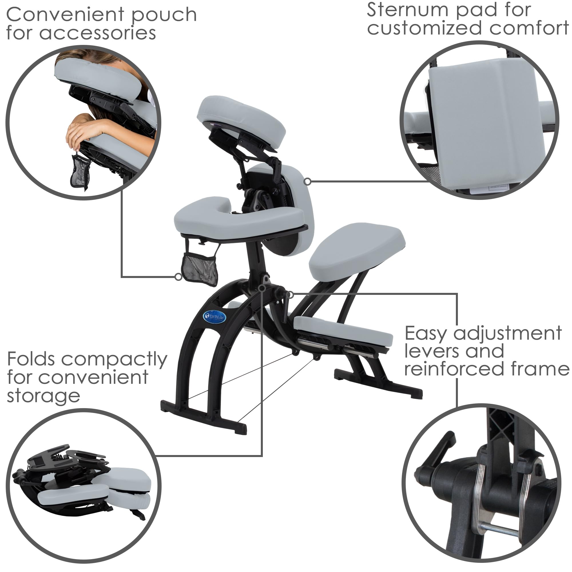 EARTHLITE Portable Massage Chair AVILA II - Premium Folding Spa/Massage/Tattoo Chair incl. Rolling Carry Case