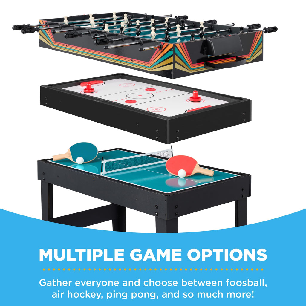 Best Choice Products 2x4ft Combo Game Table Set for Home, Game Room, Friends & Family w/Hockey, Foosball, Pool, Shuffleboard, Ping Pong, Chess, Checkers, Bowling, and Backgammon