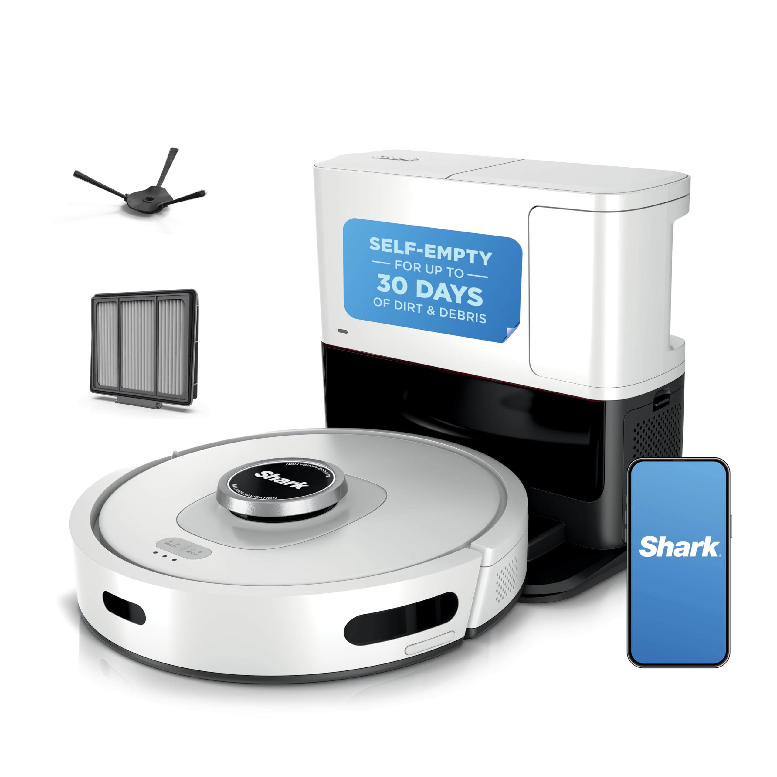 Shark Matrix Clean | Robot Vacuum Cleaner with Powerful Suction for Pet Hair, Rugs, Carpets & Hard Floors | Self-Empty Base | 60-Day Capacity | Voice Control | LiDAR Navigation | Cool Grey | AV2511AE