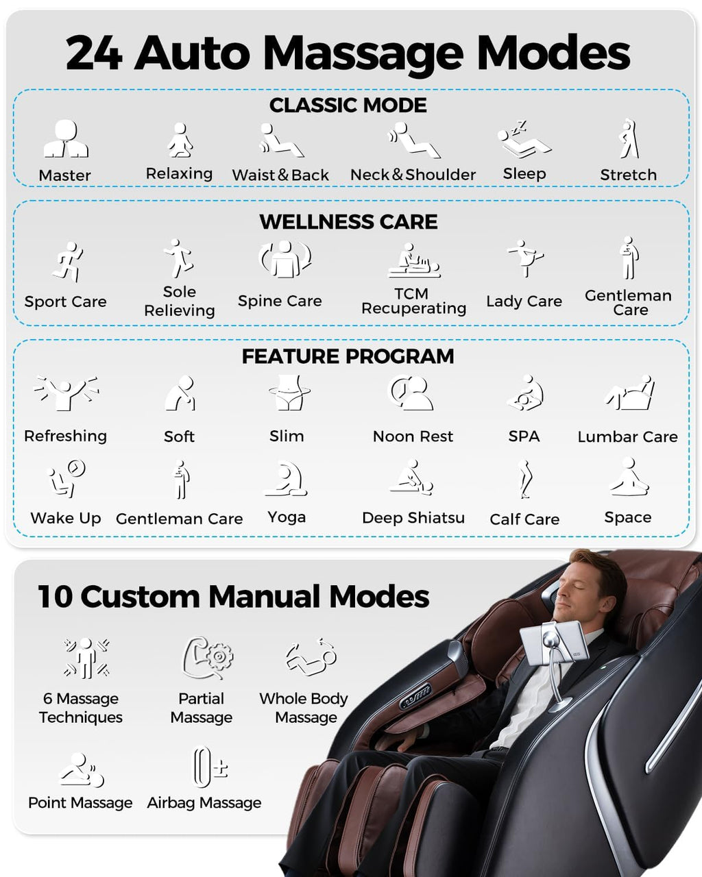 4D Massage Chair Full Body Zero Gravity Shiatsu Messager Chair-SL Track AI APP Body Scanning Heating Back Foot Recliner-Massaging Chairs for Office Home