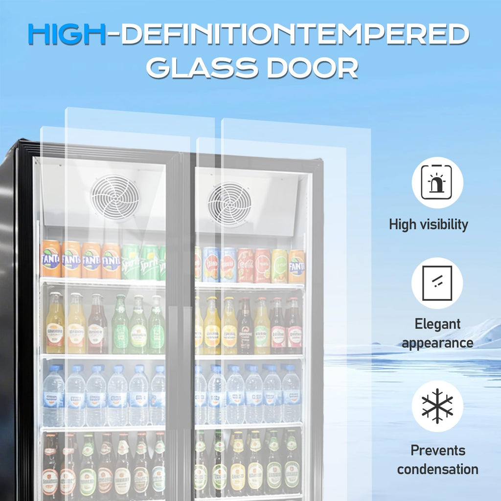 ROVSUN 8 Cu.Ft Commercial Refrigerator Display Refrigerator ETL NSF Certified, Slim Commercial Beverage Cooler Glass Door Merchandiser Drink Fridge w/Adjustable Shelves LED Light for Bar Restaurant