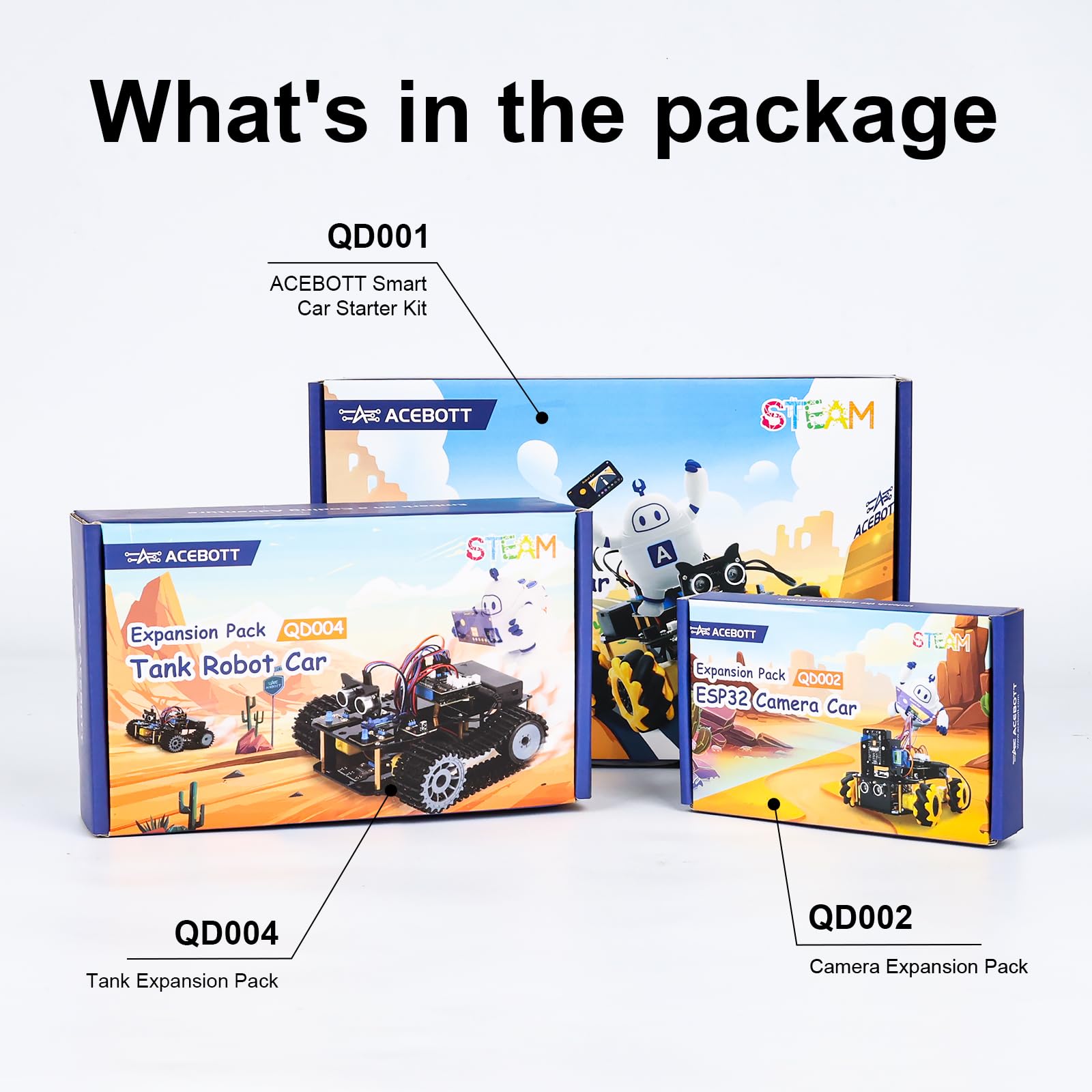 Robotics for Kids Ages 12-16, ACEBOTT 4 in 1 Smart Robot Arm with 5DOF + Tank Car, STEM Toys Coding Kit Compatible with Arduino & Scratch, App & Remote Control, for Kids & Teens