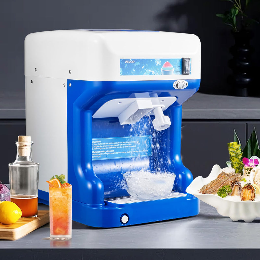 VEVOR Ice Shaver Machine Electric Snow Cone Machine, 265 LBS/H Shaved Ice Machine 250W Ice Crusher Triple Blades Tabletop Shaved Ice Maker with Adjustable Fineness for Home and Commercial Use