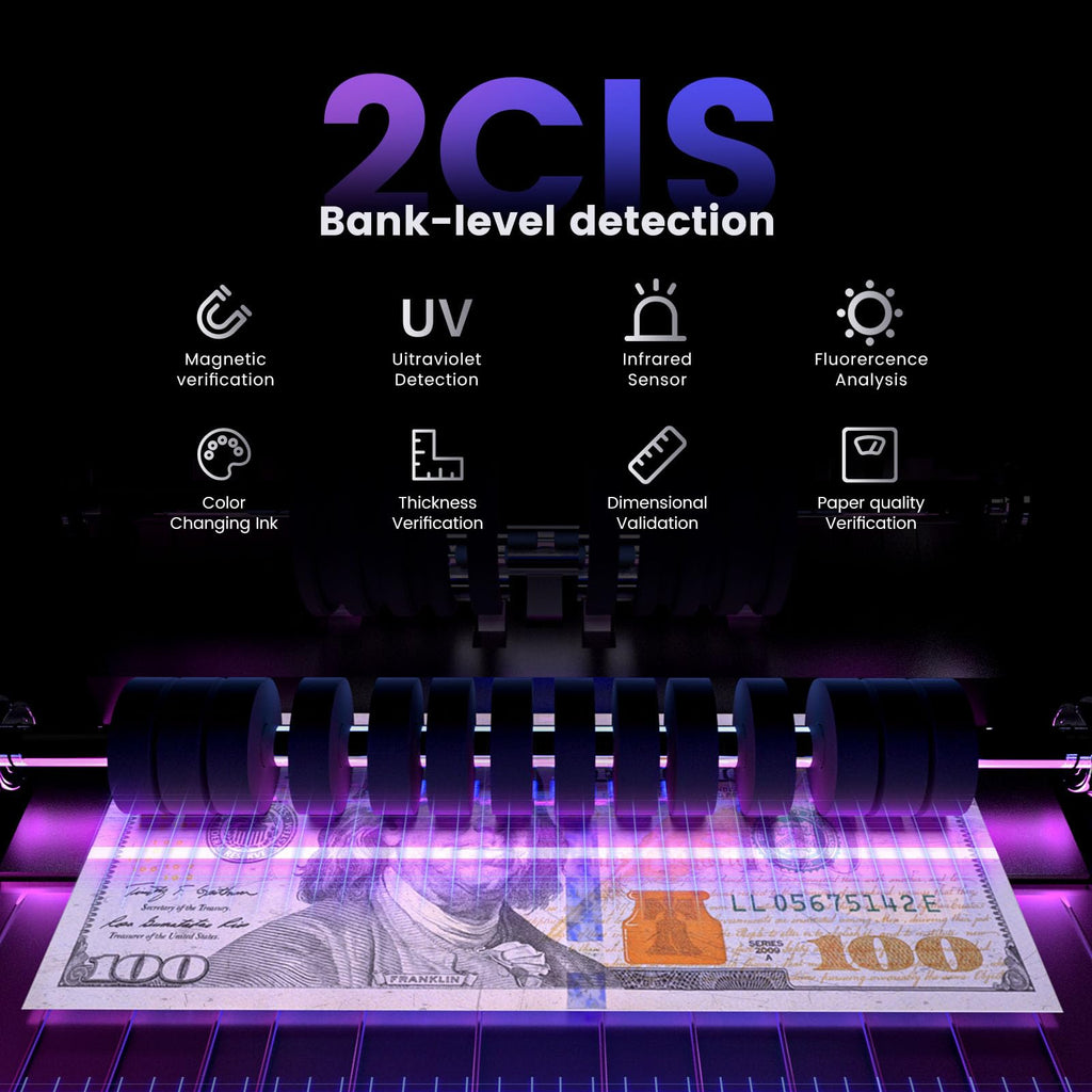 Aneken Mixed Denomination Money Counter with Counterfeit Detection, Touch Screen, and 2CIS/UV/MG/IR/DD/DBL/HLF/CHN, Value and Mixed Counting for Accurate Cash Counting, Gray