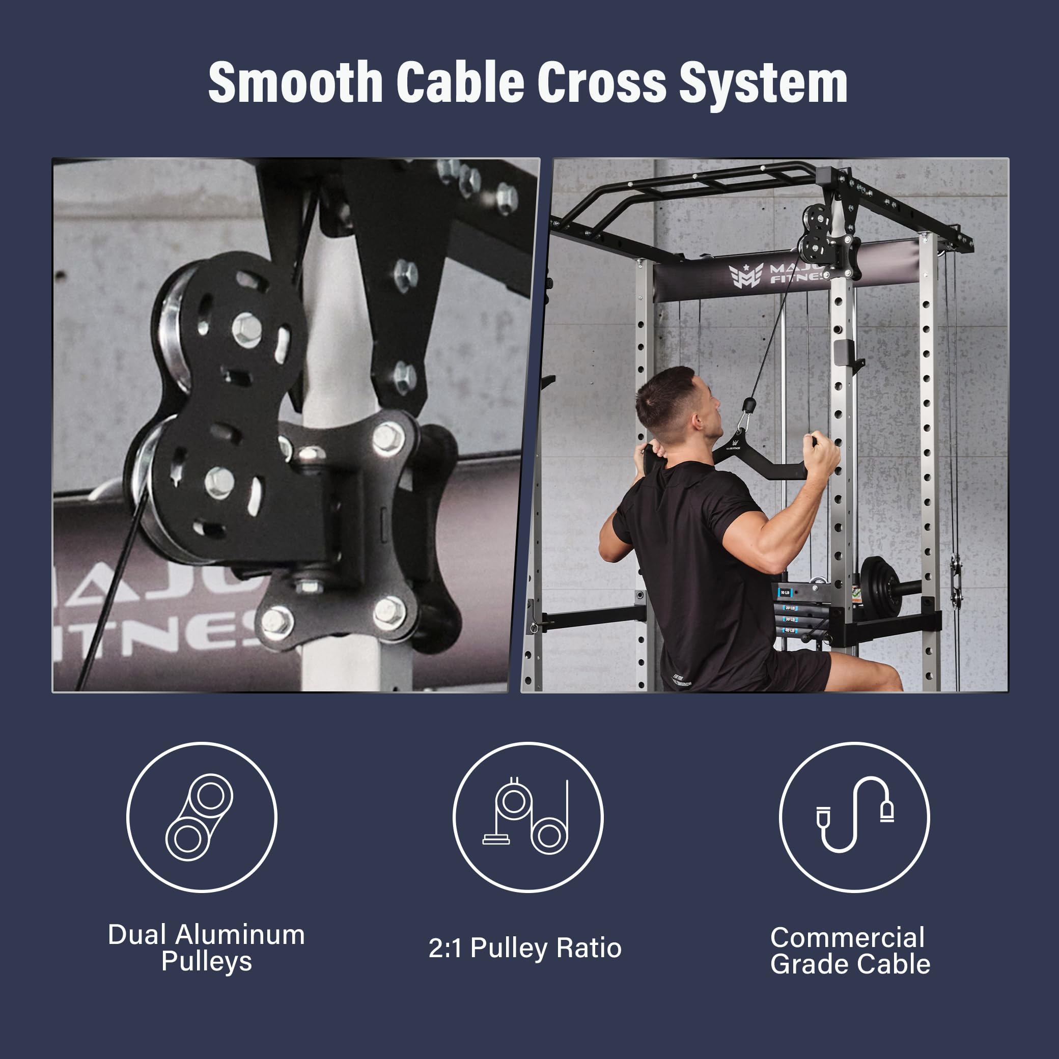 MAJOR FITNESS Drone1 Power Cage - Multi-Function Power Rack for Home Gym, Squat Rack, Cable Crossover System, for Strength Training
