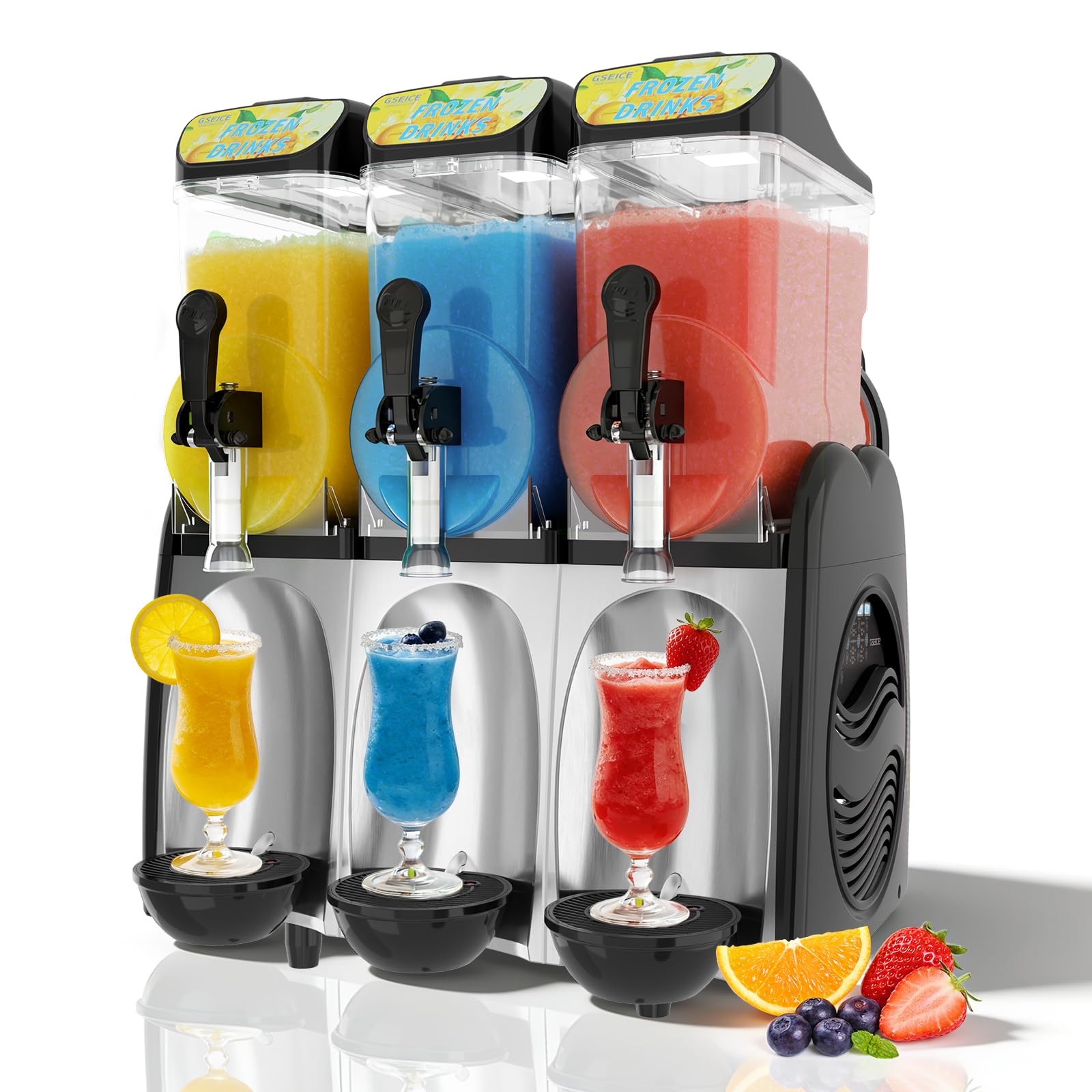 30L Commercial Slushie Machine, 2 Tank Margarita Machine, 80 Grande Cups Slushy Machine with Auto Clean, 8 Gal LED Frozen Drink Machine for Business, Mobile Bar, Party, Restaurant, 800W Fast Cooling