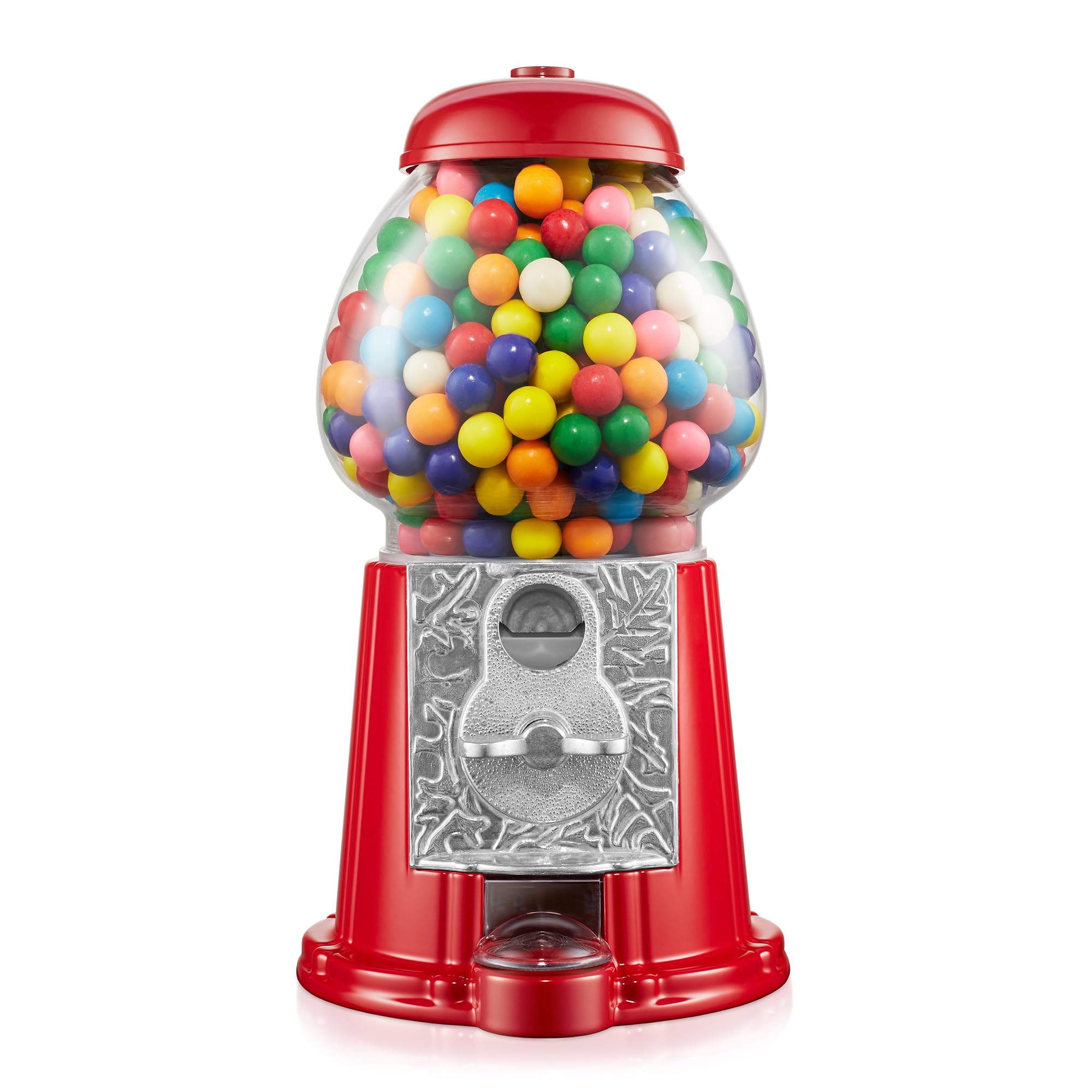Olde Midway 15" Gumball Machine with Glass Globe and Metal Base - Red, Vintage-Style Bubble Gum Candy Dispenser