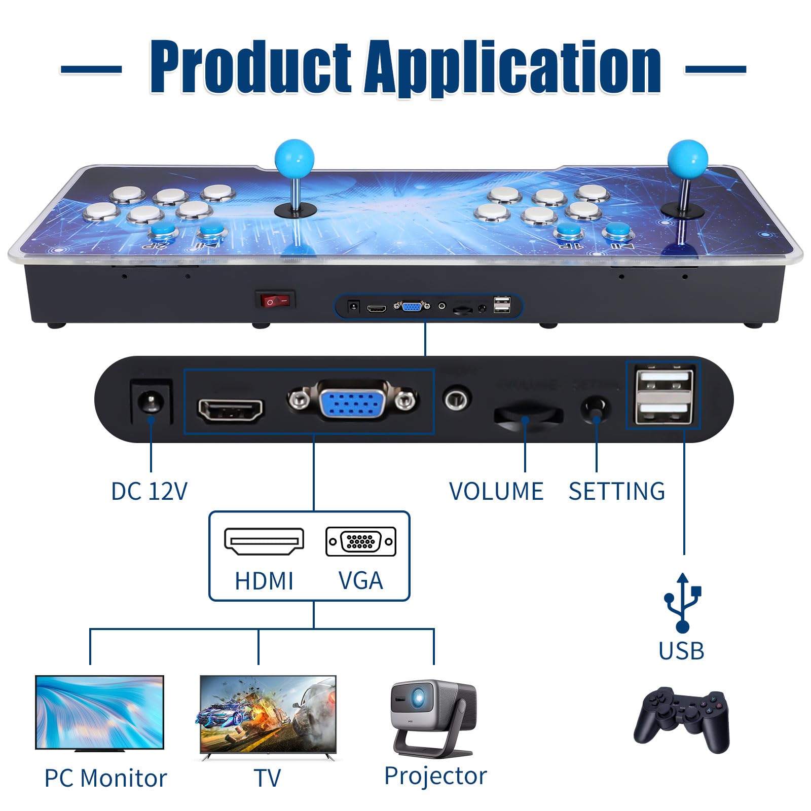 32000 Games 3D Pandora Box Arcade Game Console,Retro Video Game Machine for TV, 1280x720 HD Output,Search/Save/Hide/Pause Games,Support 4 Players,Two Splited Joysticks.