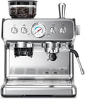 Kismile Espresso Machine with Grinder, 20 Bar Expresso Coffee Machines with Milk Frother, 58mm Expresso Machines for Home, Perfect for Cappuccino & Latte, Brushed Silver