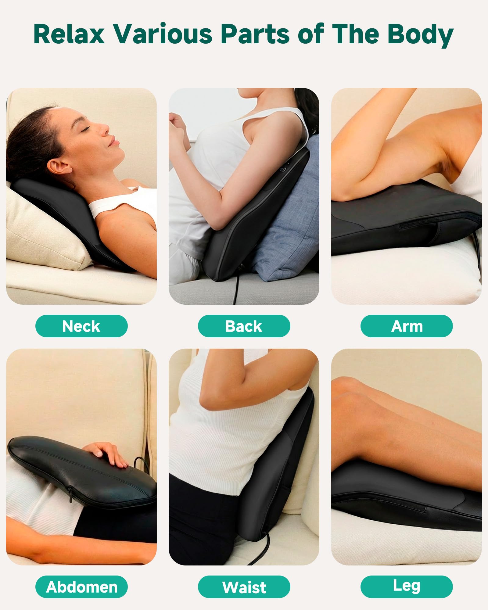 Snailax Back Massager with Heat – 3D Shiatsu Massage Pillow for Neck & Back, Fixed Kneading Nodes, Chair & Sofa Use, Gift for Mom, Dad, Women & Men