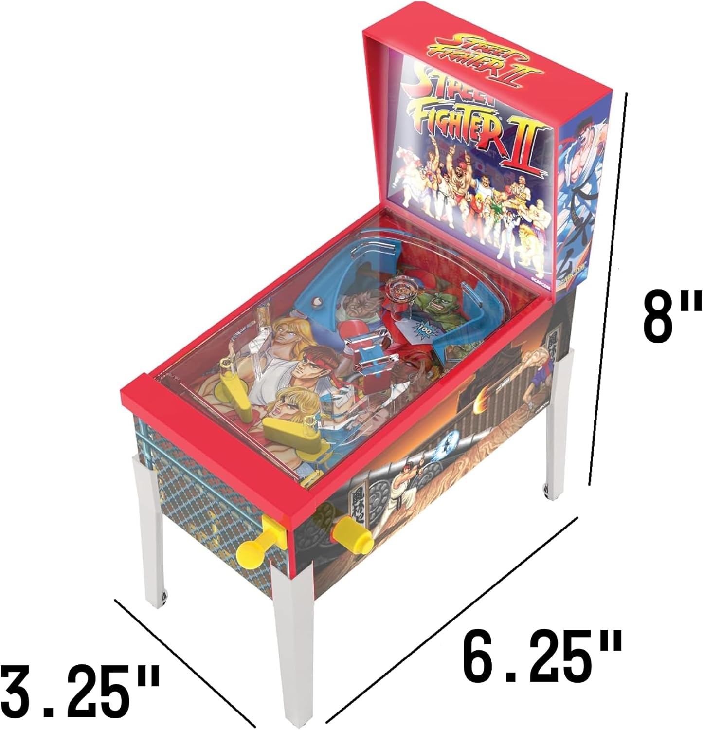 Street Fighter II: Mini Arcade Pinball - Collector Series, Lights & Sounds, Classic Tabletop Game, Skill Shot Challenges, Licensed Toy, Adults-Kids 3+