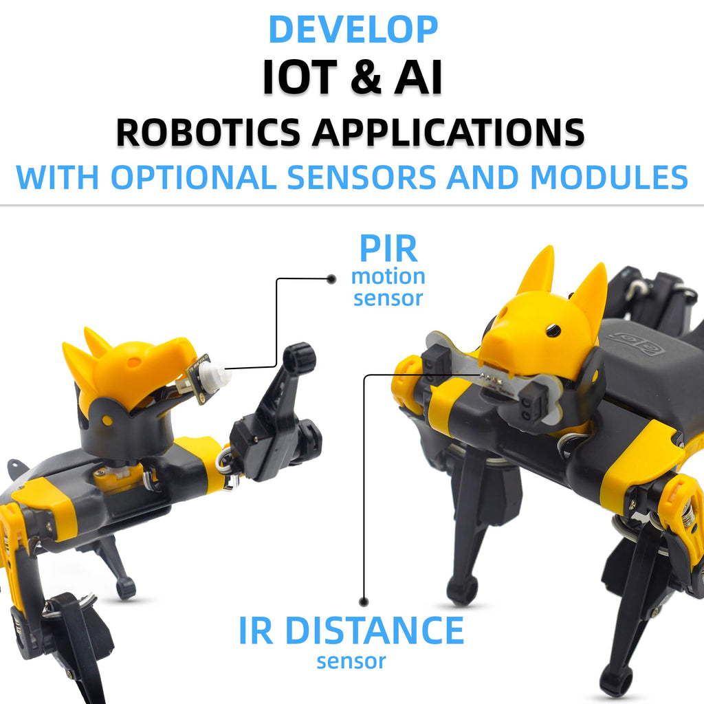 Petoi Programmable Robot Dog Bittle X V2 Lite Servo | Coding Smart Robot Dog Kit, Voice Controlled, Quadruped Interactive Robot for Kids (Bittle X V2 - lite servos - Construction - Yellow + Black)