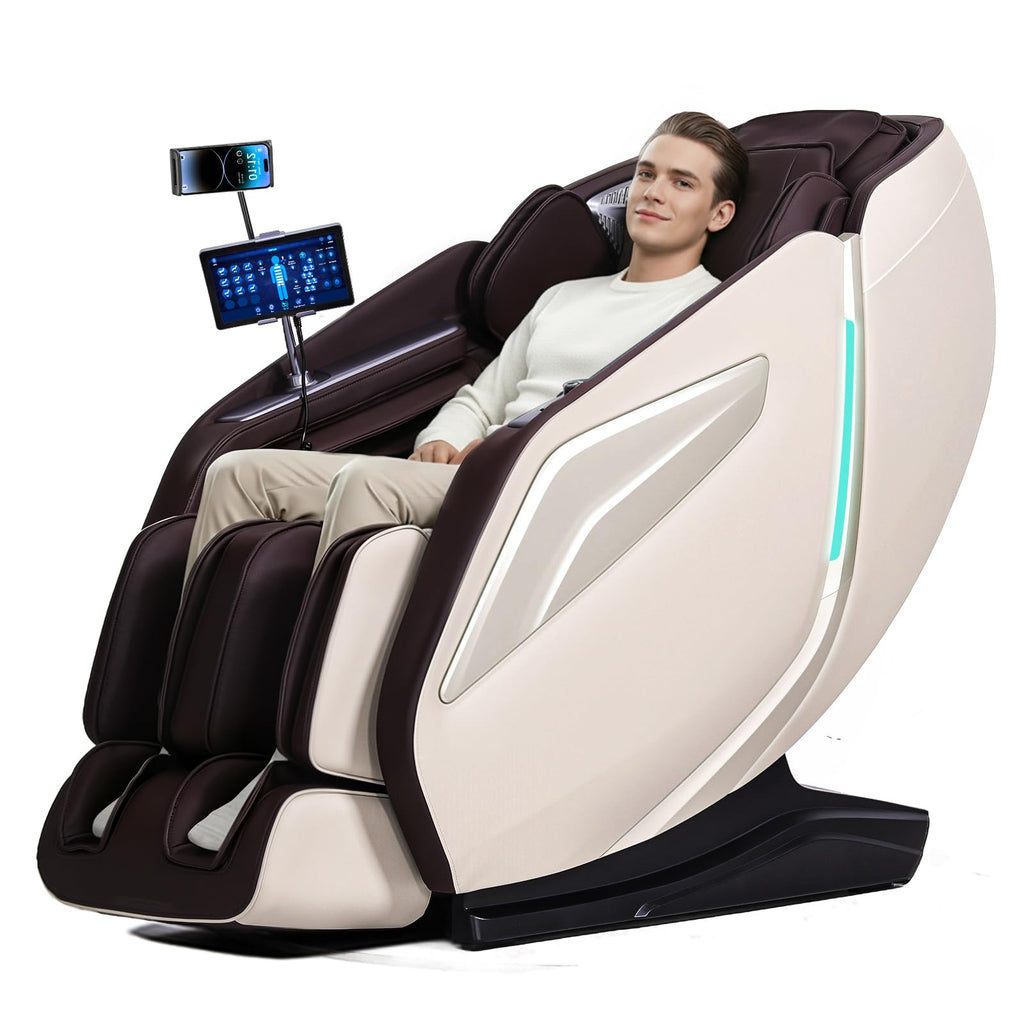 HealthRelife 4D Massage Chair Full Body Zero Gravity Recliner - 55“ SL-Track,15 Auto Modes,11 Massage Technique,40 Airbags Massage,with Yoga Stretch,APP Control,Shiatsu Foot Massage(Black)