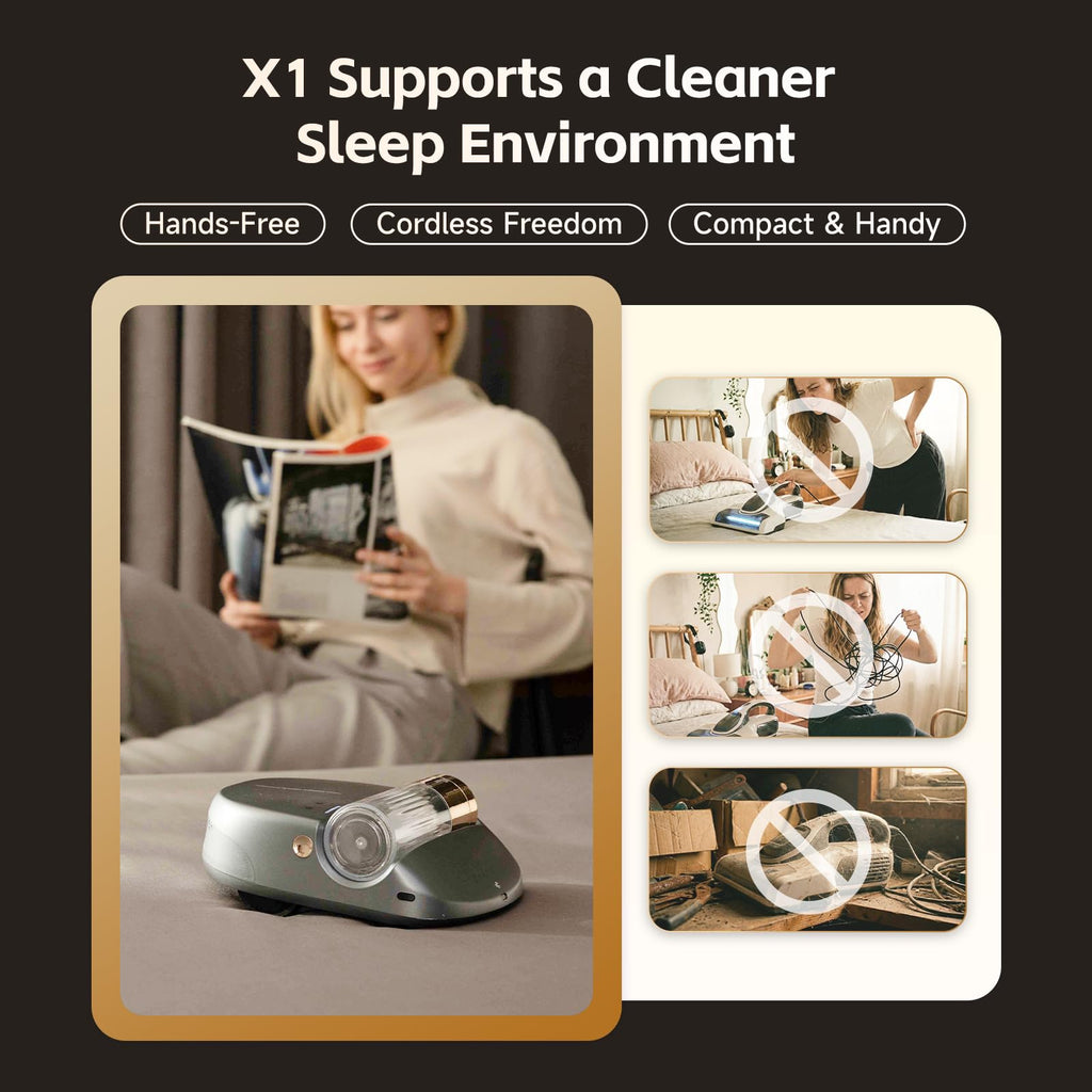 CREATULIZE X1 Robot Bed Vacuum, Automatic Mattress Vacuum Cleaner with Intelligent Path Planning, UV-C Light, HEPA Filter, One-Click 100% Dust & Pet Hair Removal for Bed, Mattress, Sofa, Carpet