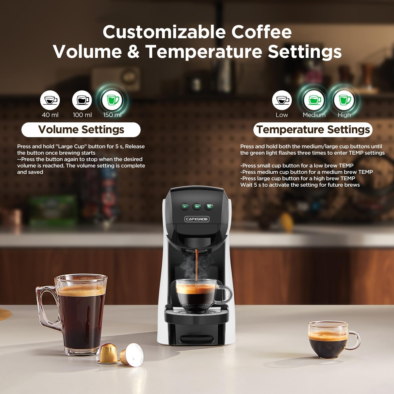 Warriors1 Mini Coffee Maker for Keurig K Cup, Espresso Machine for Nespresso Original, Dolce Gusto Pods, Ground Coffee, 20 Bar Coffee Machine fits kitchens, apartments, dorms, RVs, 28 oz Reservoir