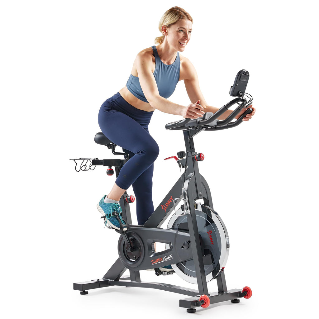 Sunny Health & Fitness Smart Cycling Exercise Bike, Free SunnyFit App Connection, Designed for Intensive Cardio Workout at Home, Adjustable Seat & Handlebar for Comfort Riding