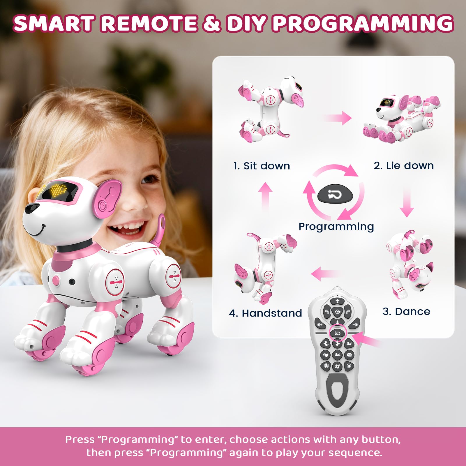 Robot Dog Toy for Kids 3-12: Remote Control Interactive Robot Puppy with Touch & Follow, Programmable Tricks, Dancing & Walking, Birthday Gift for Smart Boys & Girls