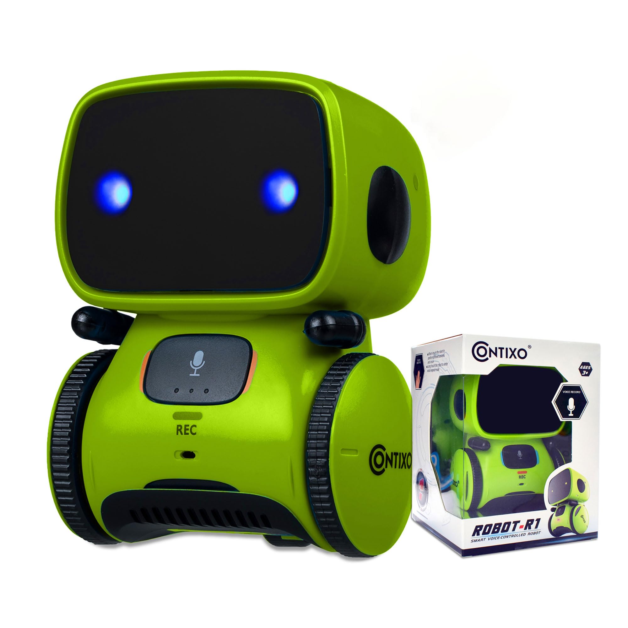 Contixo R1 Kids Robot Toy, Blue Interactive Smart Robots with Voice Control Talking Dancing Learning Touch Sensor Compact Educational Portable Toy for Boys Girls Toddlers 3-8 Years Old Birthday Gifts