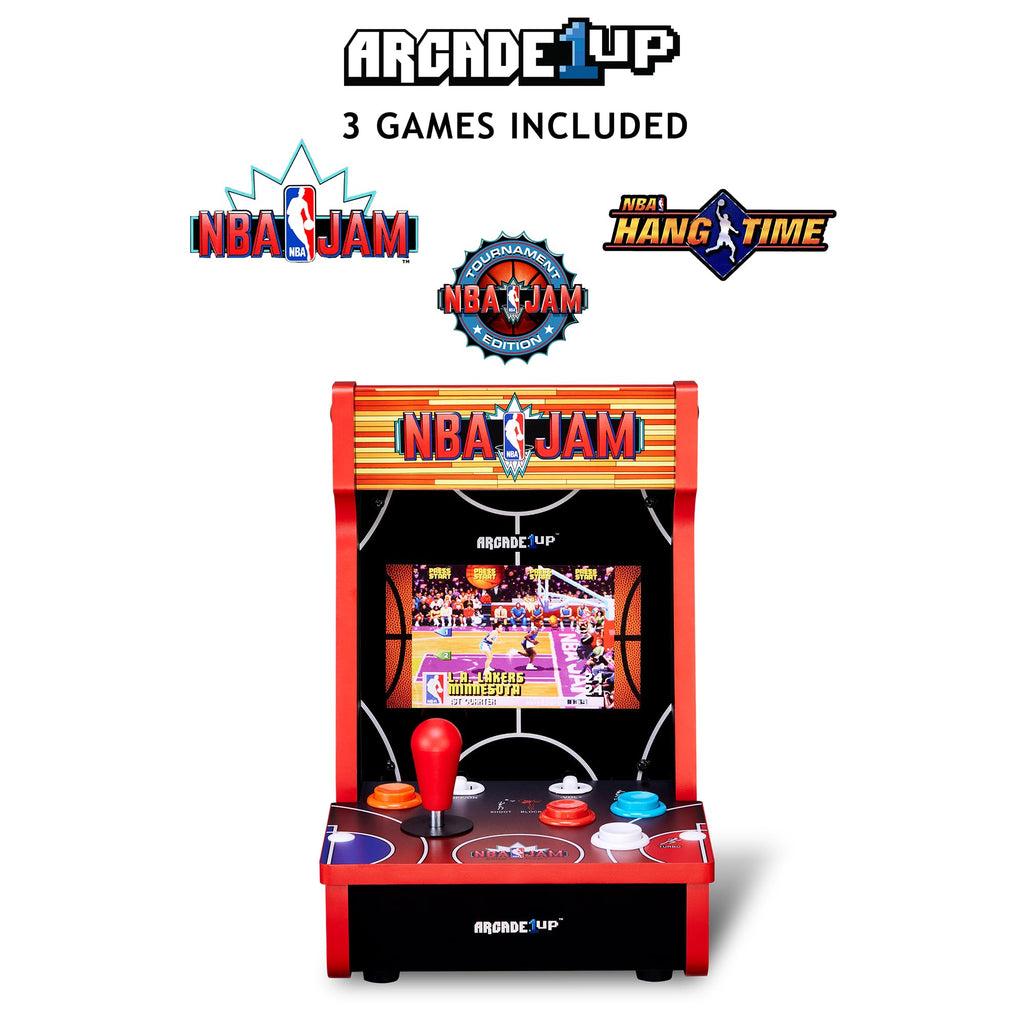 Arcade1Up NBA JAM Countercade Arcade Machine with NBA JAM TE and NBA Hang Time, 7" LCD Screen, Light-Up Marquee and Real-Feel Arcade Controls