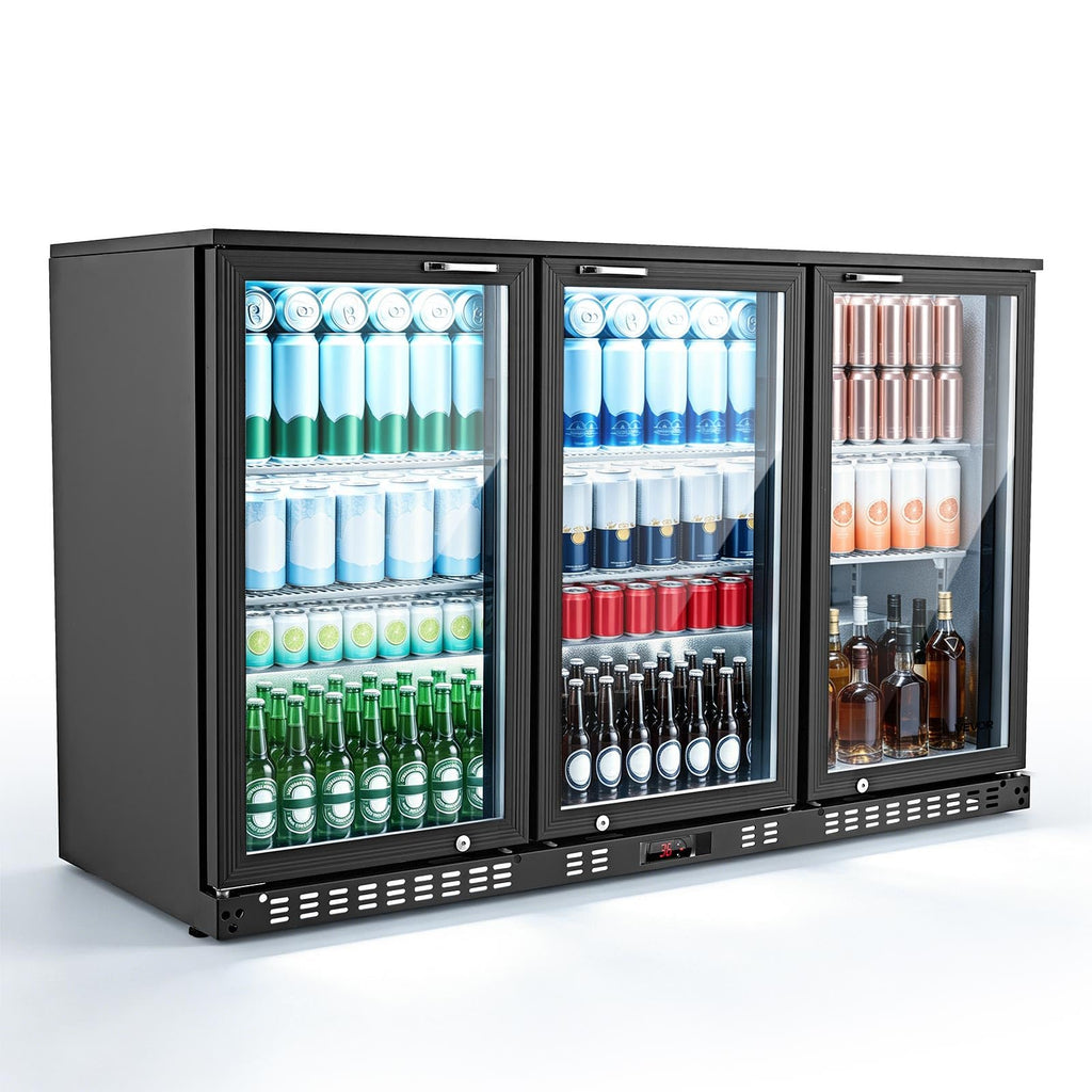 VEVOR Back Bar Cooler, 11.8 Cu. Ft Counter Height Beverage Refrigerator, Commercial Display Fridge w/ 2 Glass Doors, LED Lighting, Shelves, Fan Cooling Beer Wine Cooler for Pub, Merchandiser, Office