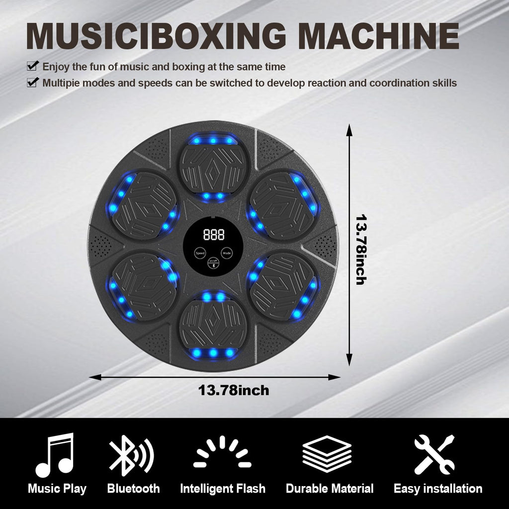 HOTSEVEN 2025 Music Boxing Machine with Boxing Gloves, Smart Bluetooth Boxing Machine with LED Electronic Wall Mounted, Music Boxing Target Workout Punching Equipment for Home(Upgrade)