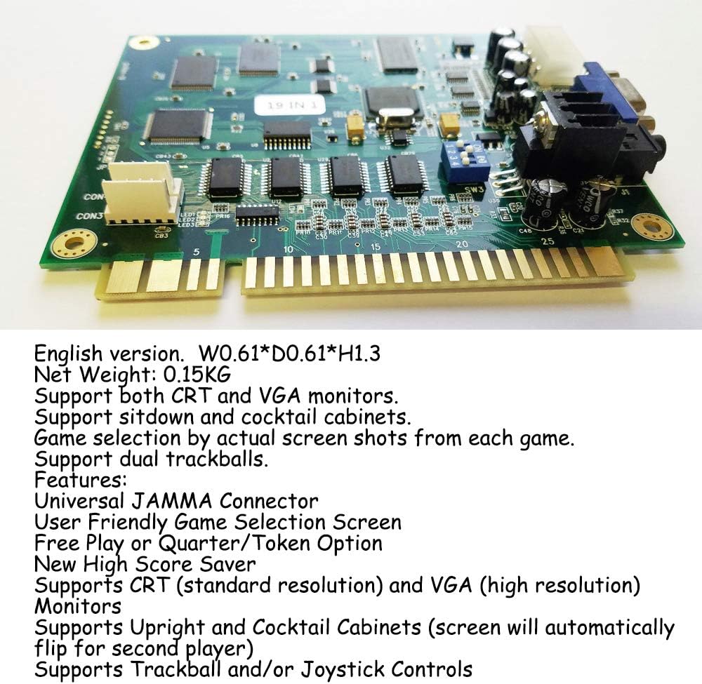 KOOBOOK 1Pcs Multi Classic 19 in 1 Multicade Arcade Multigame Jamma PCB Board Multiple Arcade Games Video Board
