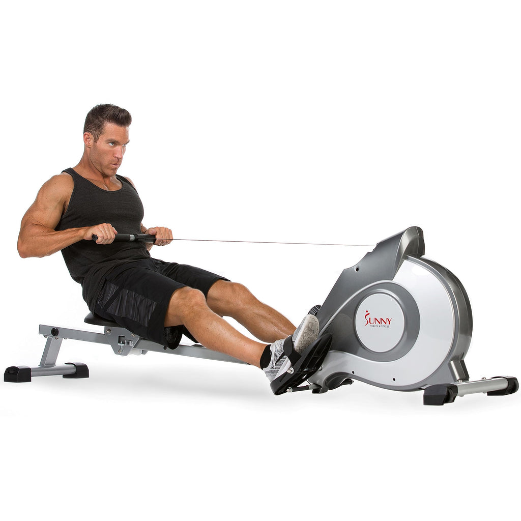 Sunny Health & Fitness Smart Magnetic Rower, Compact Quiet & Smooth Rowing Machine for Full-Body Cardio Exercise, Free SunnyFit Training App Connection