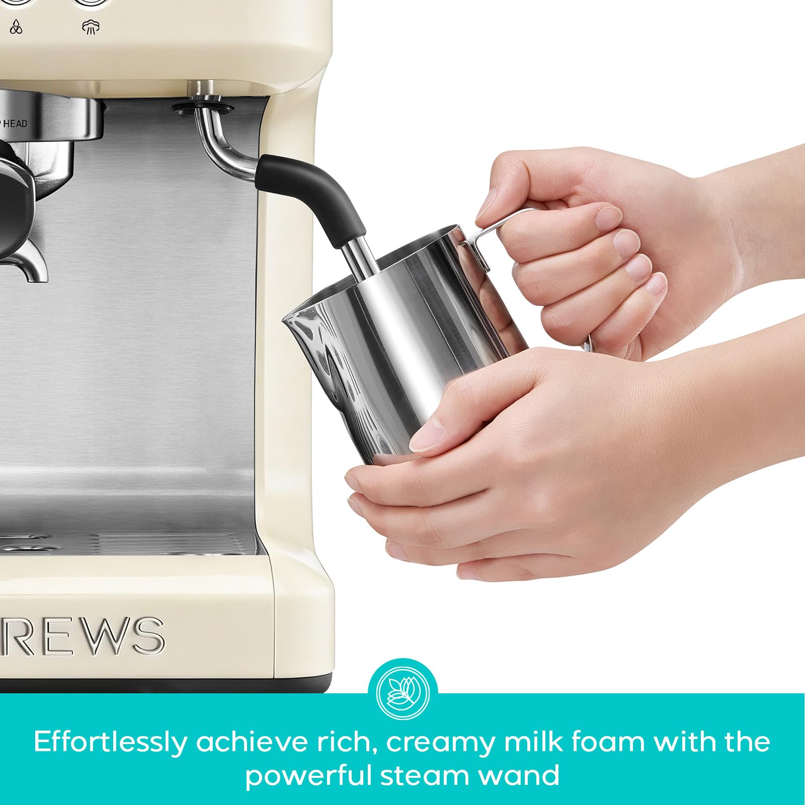 CASABREWS Ultra Espresso Machine with LCD Display, 20 Bar Espresso Maker with Powerful Milk Frother, Customizable Brewing Temperature, Barista-Level Latte and Cappuccino Machine for Home, Silver