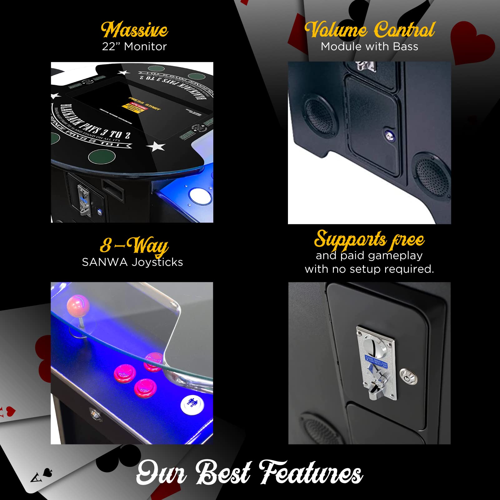 Creative Arcades Full-Size Commercial Grade Machine -Pub Style Arcade Table for 2 Player Cabinet for Home, 412 Games, Multiplayer Control Panel and Screen Size 22 inch.