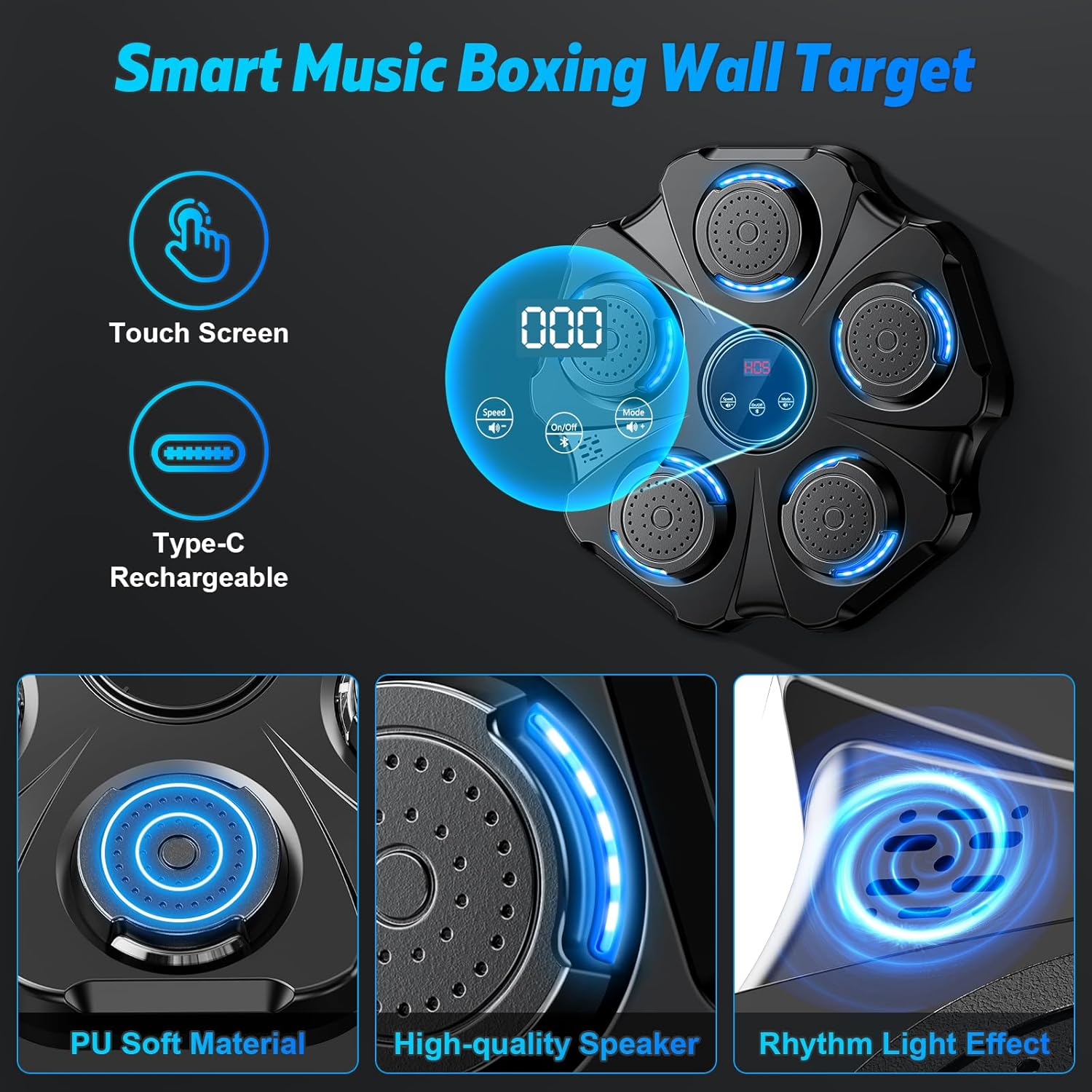 2026 Upgraded Music Boxing Machine - Interactive Punching Trainer, Large Size Wall Mounted Electronic Boxing Target with Adult & Kids Gloves, 9 Modes & 9 Speeds for Adults & Kids