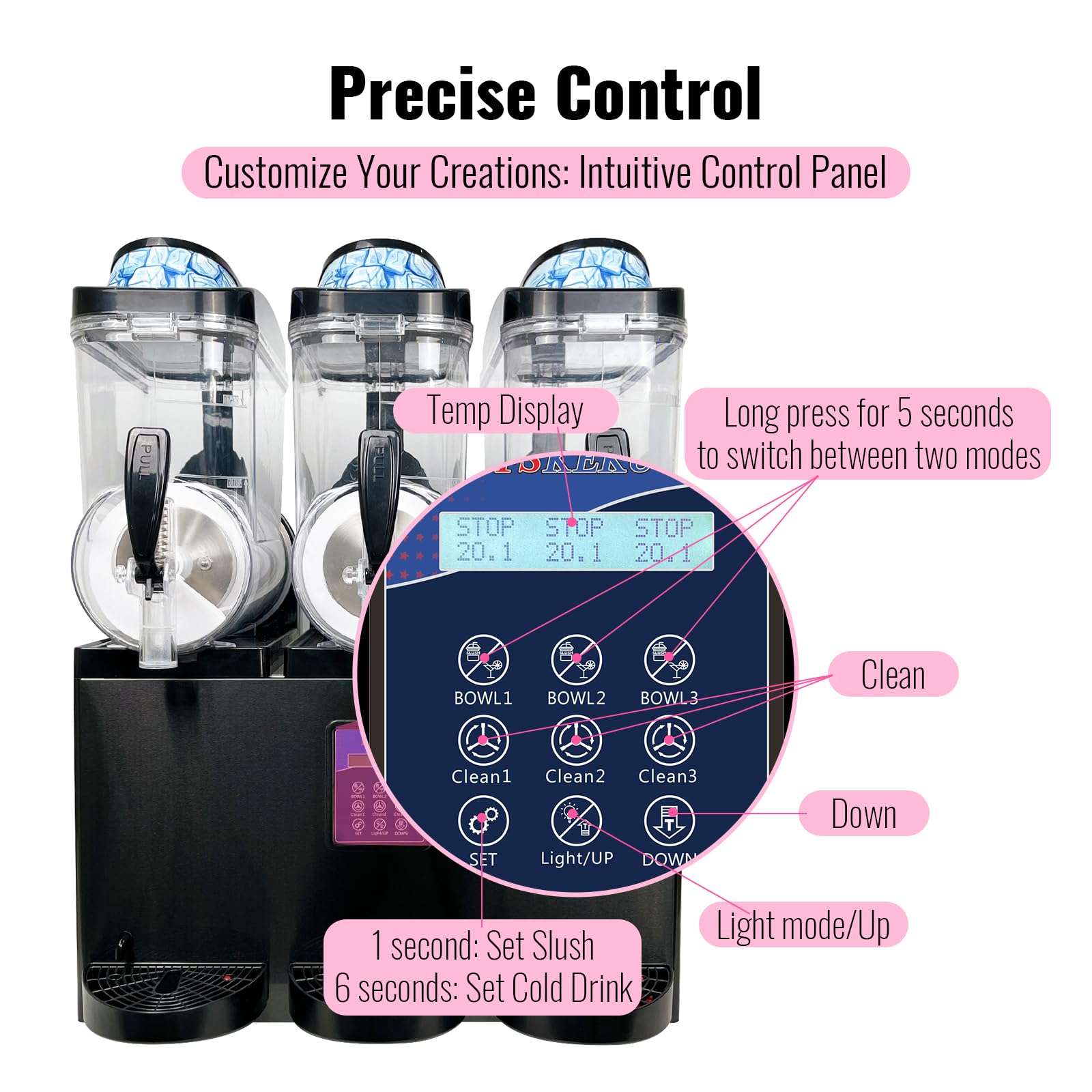 12 Gal Slushie Machine Commercial, 2 Modes 1200W 45L, Margarita Machine Slushie Maker, Stainless Steel for Home Restaurant Bar 115V 60Hz