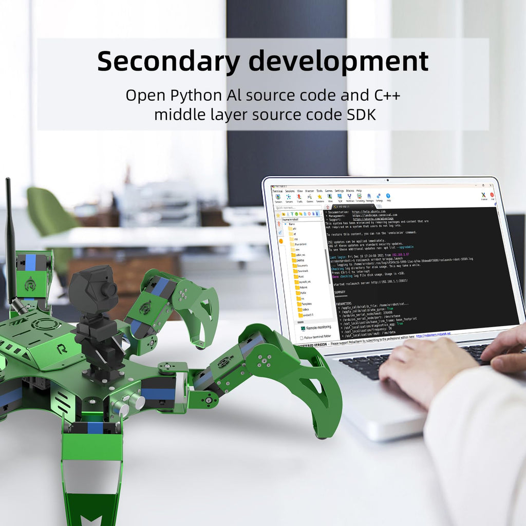 Hexapod Robot Kit for Jetson Nano 3D Depth Camera, ROS Lidar Mapping Navigation, AI Visual Recognition Programmable Bionic Spider Robot Kit (Included Jetson Nano)