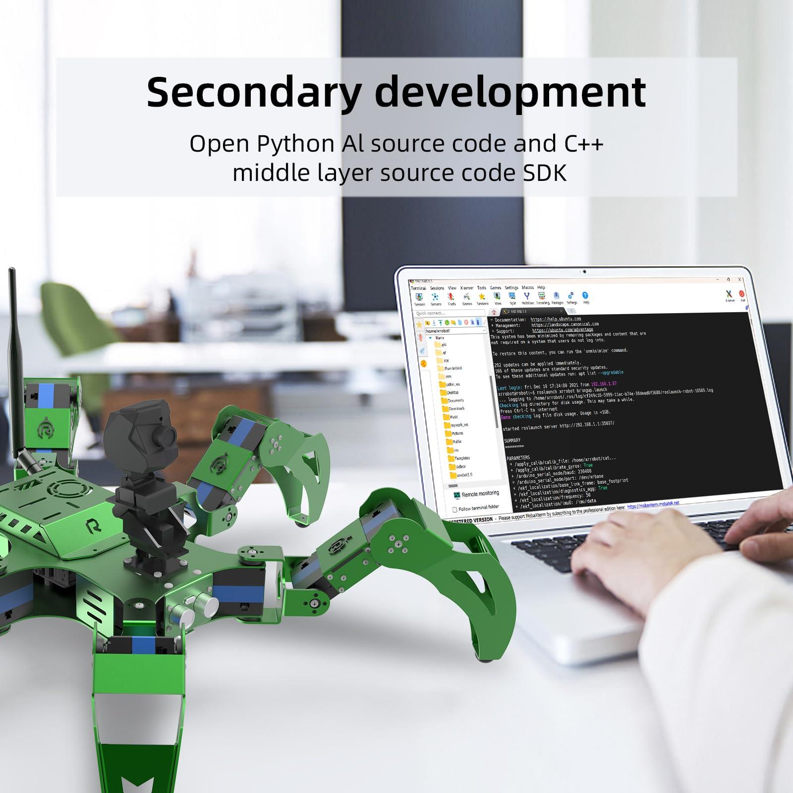 Hexapod Robot Kit for Jetson Nano 3D Depth Camera, ROS Lidar Mapping Navigation, AI Visual Recognition Programmable Bionic Spider Robot Kit (Included Jetson Nano)