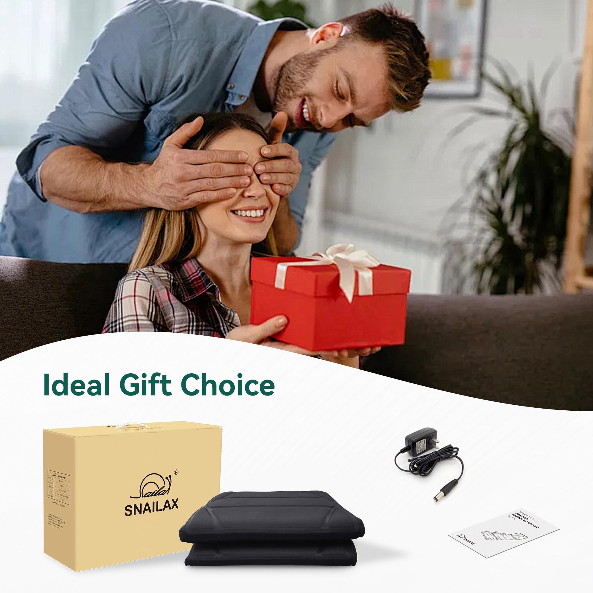 Snailax Full Body Massage Mat Pad for Bed, Massage Chair Pad with 10 Vibration Motors & 5 Massage Modes, Vibrating Heating Massager Mattress Pad for Back, Fathers Day Gift for Dad Men Women