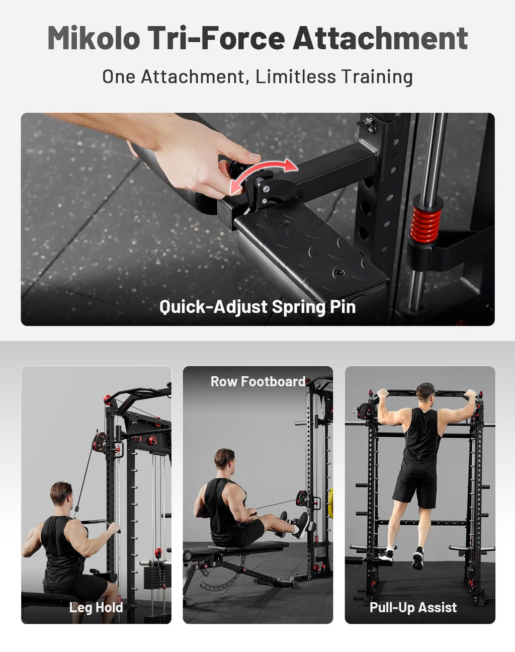 Mikolo M4 2.0 Smith Machine, All-in-One Home Gym Power Cage with LAT Pulldown & Cable Crossover, Squat Rack for Full Body Workouts