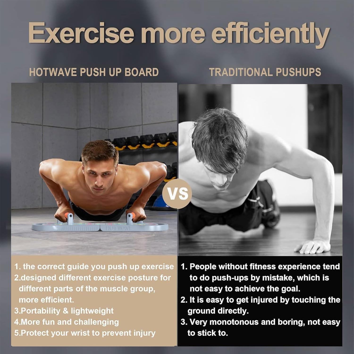 HOTWAVE Push Up Board Fitness, Portable Foldable 20 in 1 Push Up Bar at Home Gym, Pushup Handles for Floor. Professional Strength Training Equipment For Man and Women