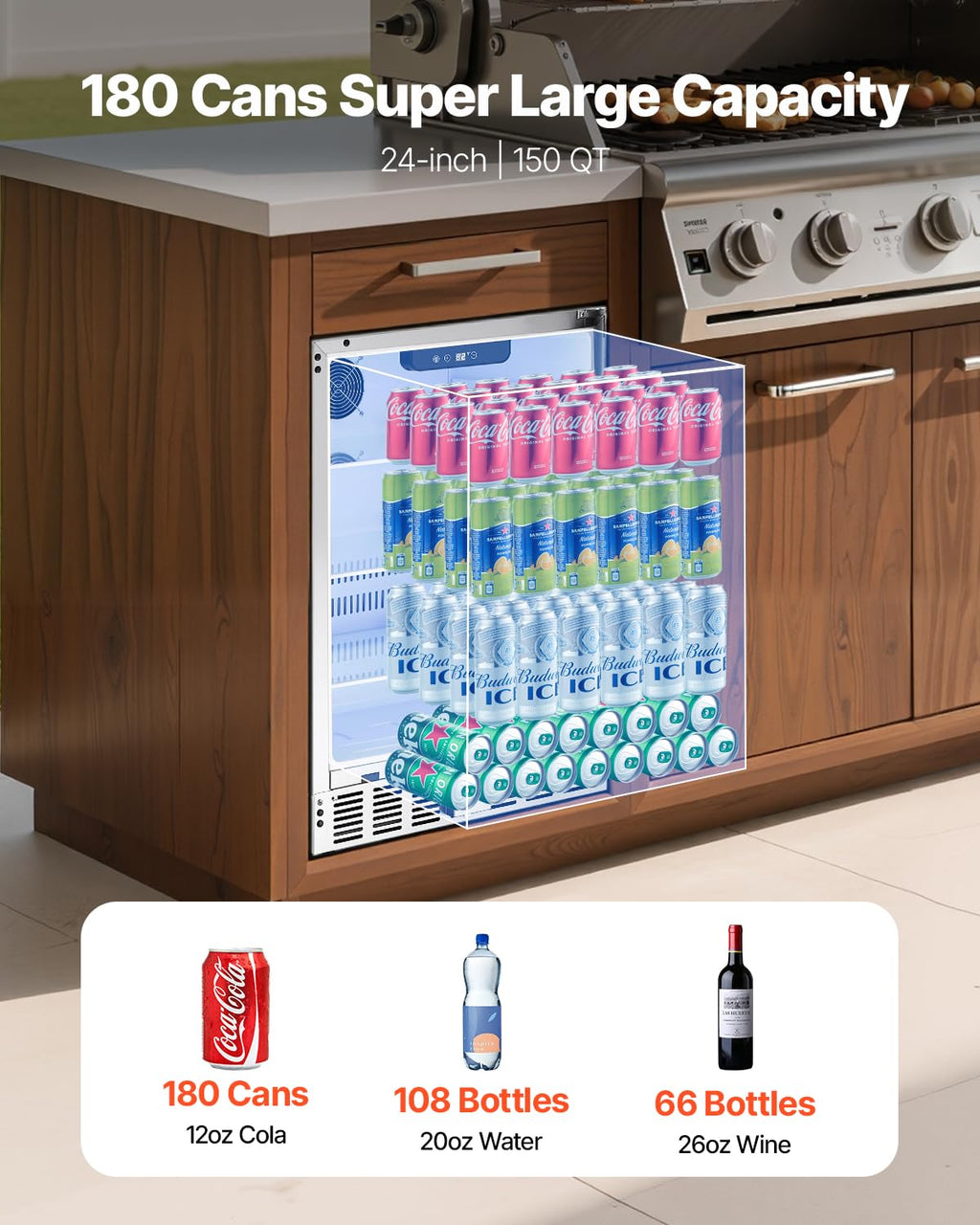 VEVOR Back Bar Cooler, 11.8 Cu. Ft Counter Height Beverage Refrigerator, Commercial Display Fridge w/ 2 Glass Doors, LED Lighting, Shelves, Fan Cooling Beer Wine Cooler for Pub, Merchandiser, Office
