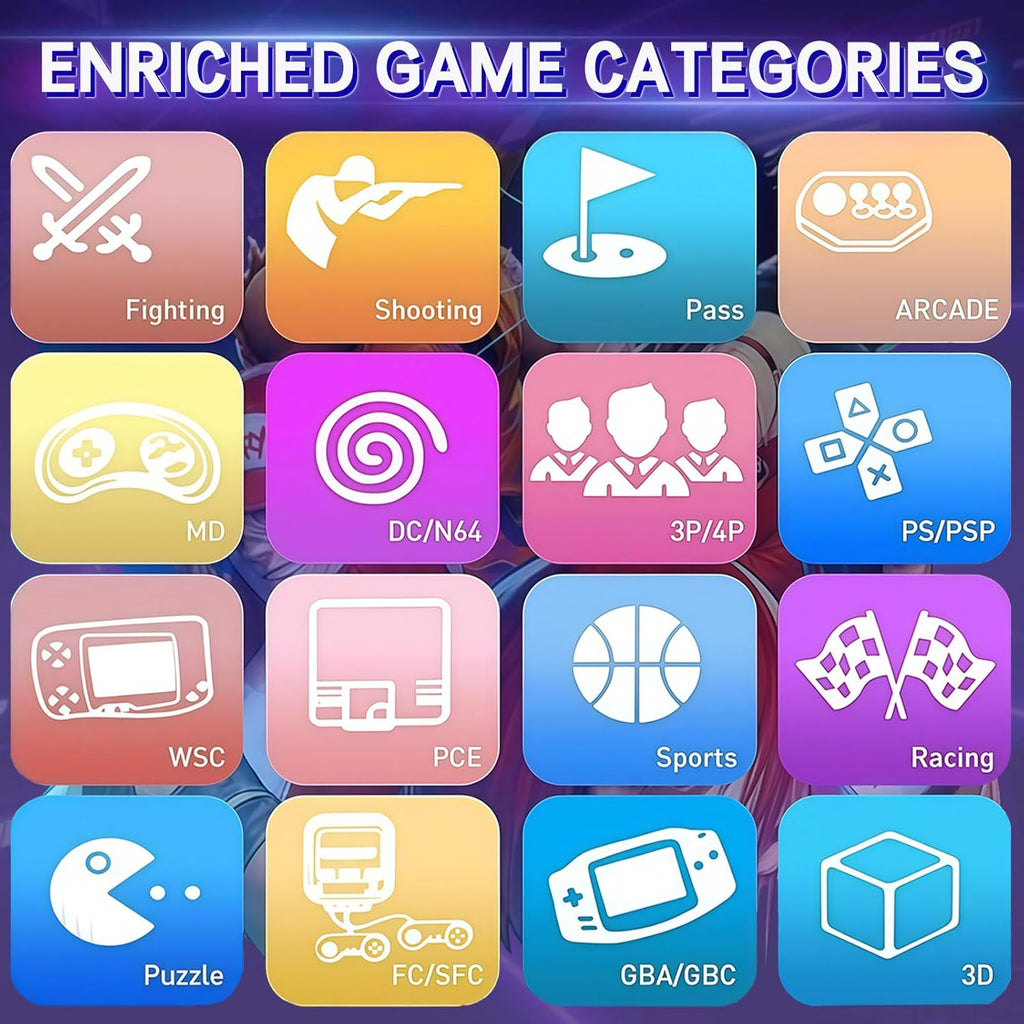 substaN Newly Upgrade 3D Arcade Games Console Built-in 30000+ Classic Games, 20+ Simulators, Two Separate Consoles, 1280x720 HD Retro Gaming Machine for 4K TV & Projector & PC, Supports 1-4 Players