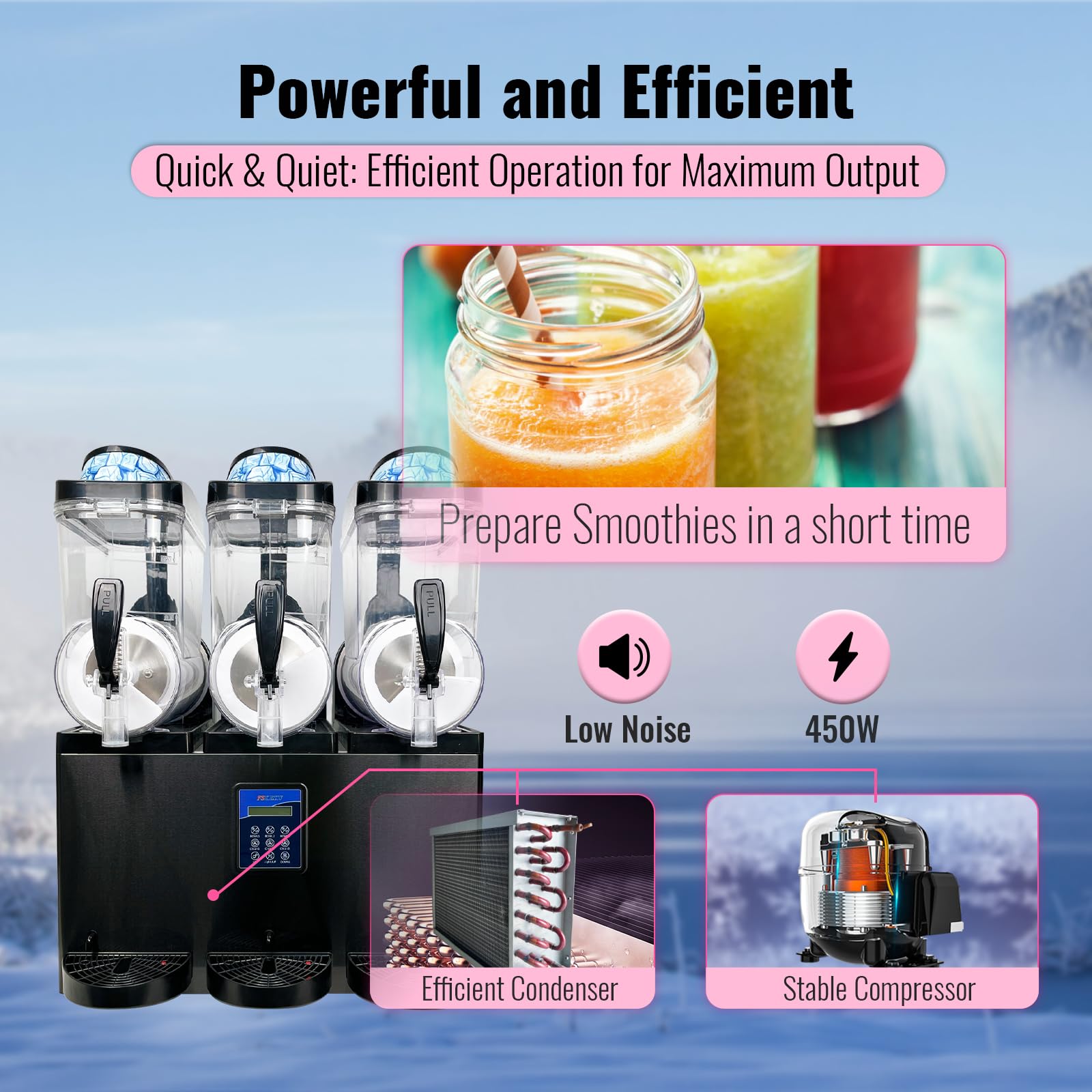 12 Gal Slushie Machine Commercial, 2 Modes 1200W 45L, Margarita Machine Slushie Maker, Stainless Steel for Home Restaurant Bar 115V 60Hz