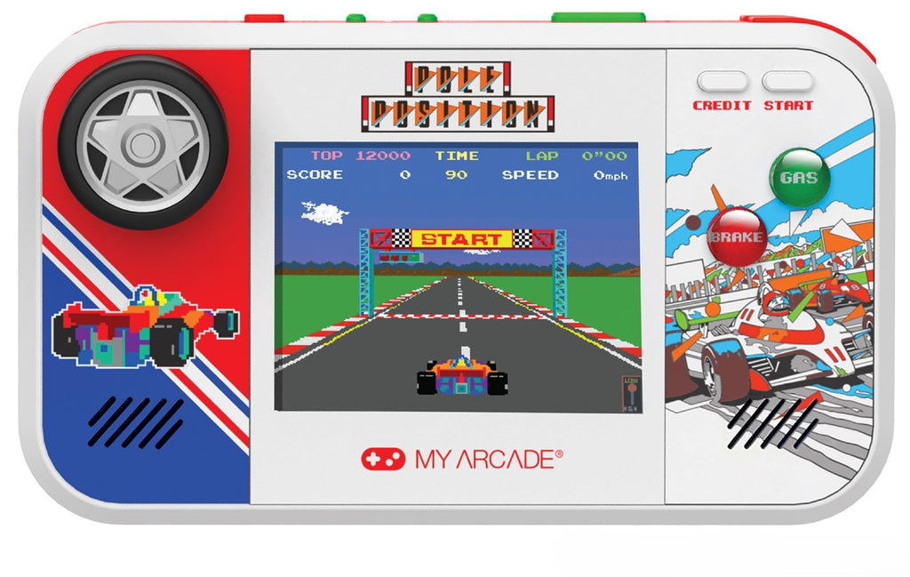 My Arcade Pole Position Racing Player: Handheld Game for Kids and Adults, 2 Games, Real Racing Controls, Portable Gaming, 3.5 inch Screen
