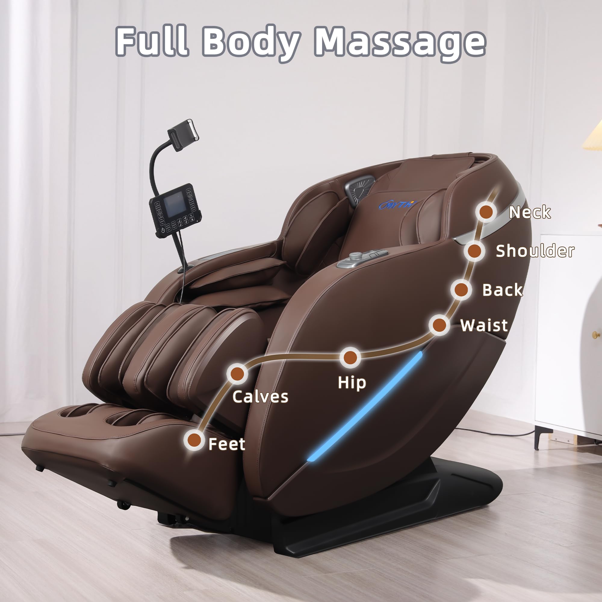 MYTHIA 2026 4D Massage Chair for Home Relaxation– Full Body Zero Gravity Recliner with 55" SL Track, Body Scan, 12 Auto Modes, Heat, Bluetooth App Control & Wireless Charging (A303C Black)