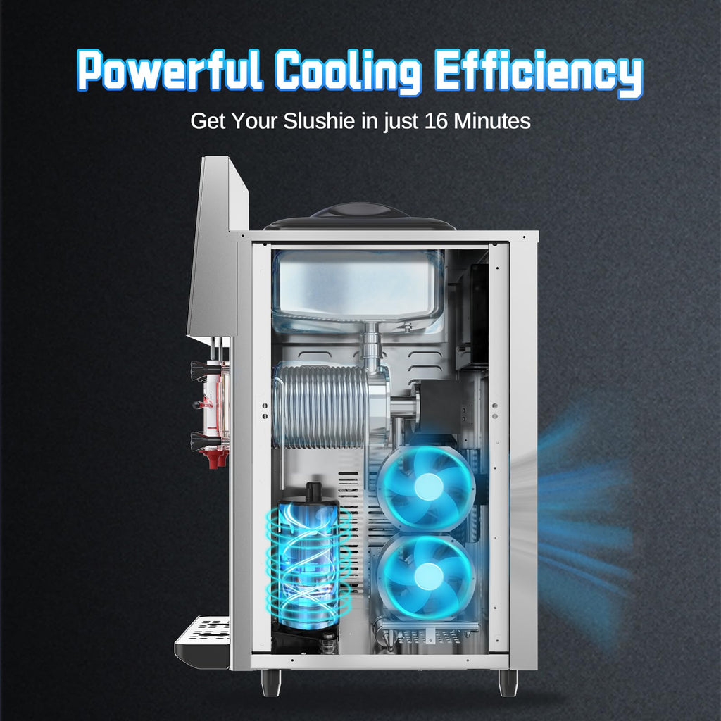Slushie Machine Commercial 18 Minute First Batch 3.2 Gals Capacity Margarita Machine 4-6.6 Gallons Per Hour High Output 1550W Slushy Machine for Bars Restaurants Pool Party Food Truck Catering Events