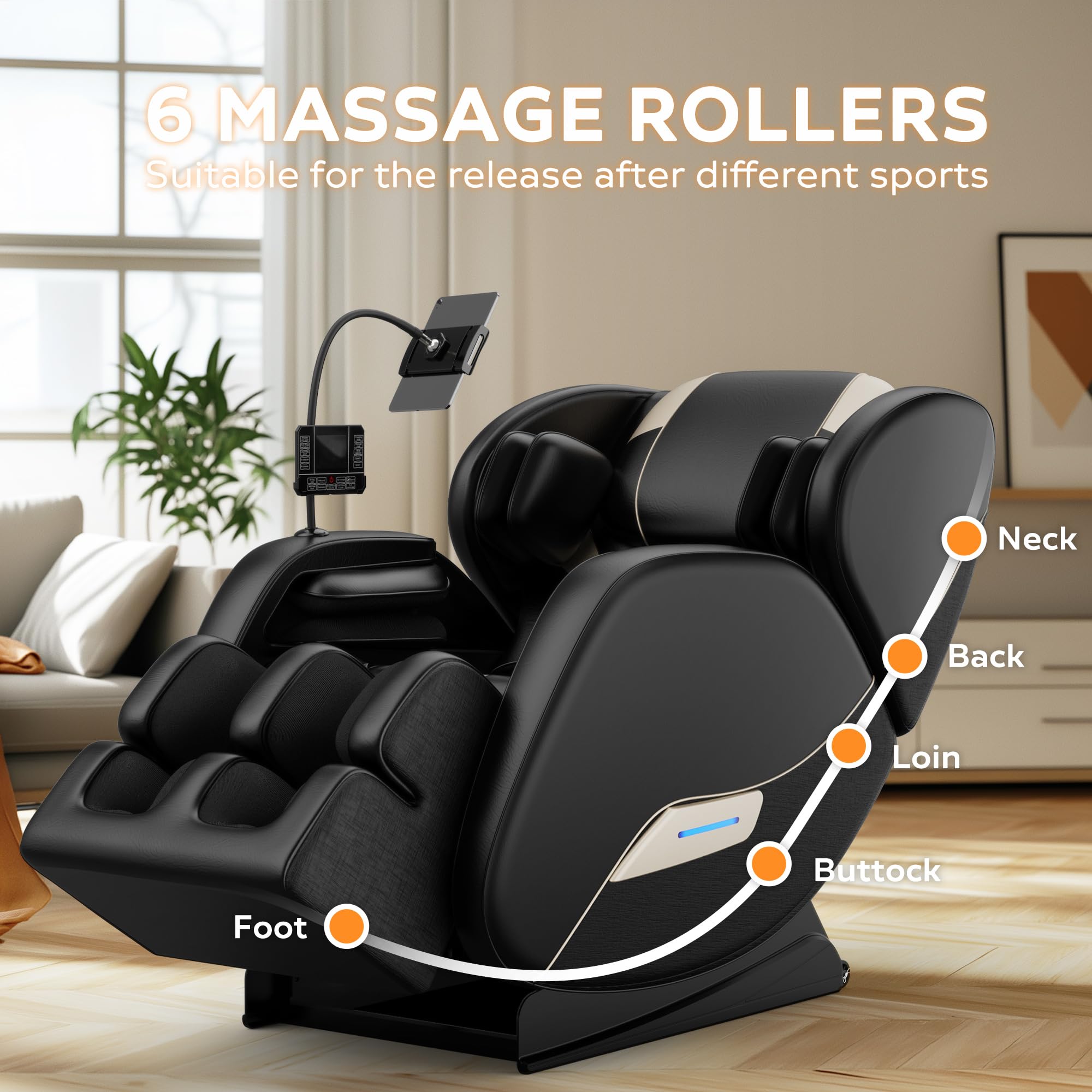 2026 Massage Chair Full Body, Zero Gravity Massage Chair with Auto Modes, Airbag Massage, 6 Fix Point Rollers, Foot Massage, Heating, Touch Screen Controller, Home Massage Chairs