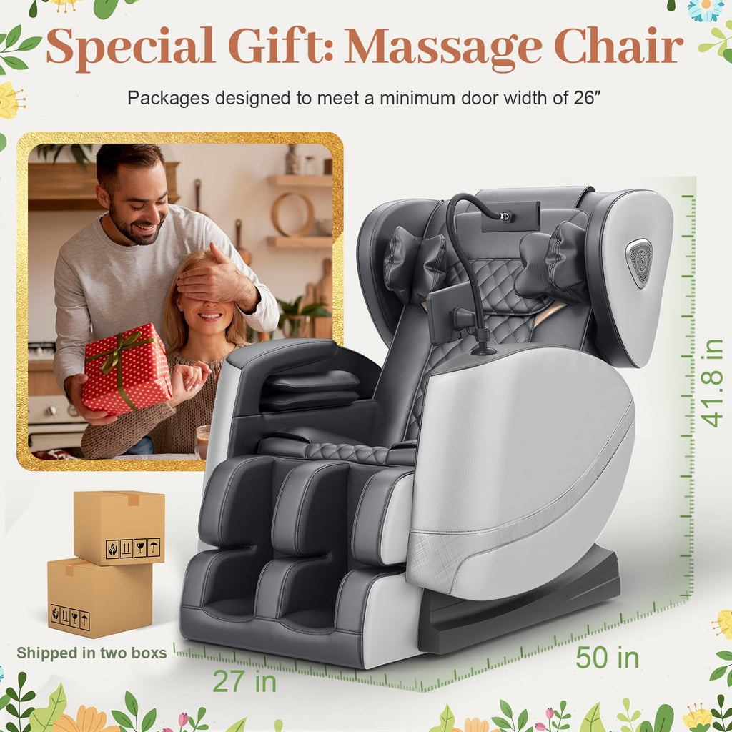 FURNIMAT 2026 Massage Chair Full Body, Zero Gravity Massage Chair with 10 Fix Rollers, Airbags, Heating, Foot Massage, Auto Modes, Bluetooth Speaker, Smart Screen Controller (Advanced Version)