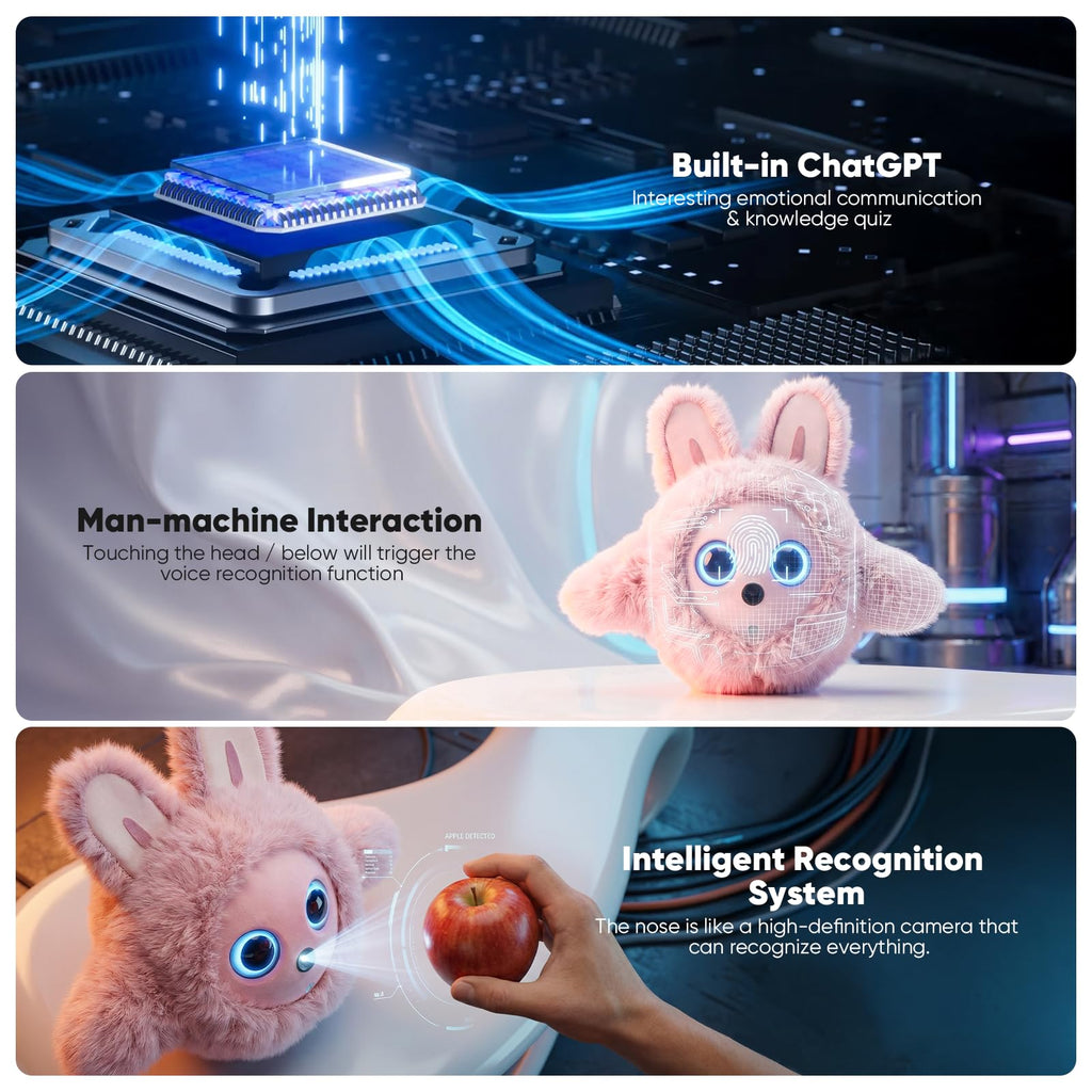 CVCBSER Smart Ai Companion Robot Cute Pet, Desk Robot Voice Chat gpt Emotional Interaction, Richness Expressiveness Ai Pet Robot for Adults Chat (Grey Face)