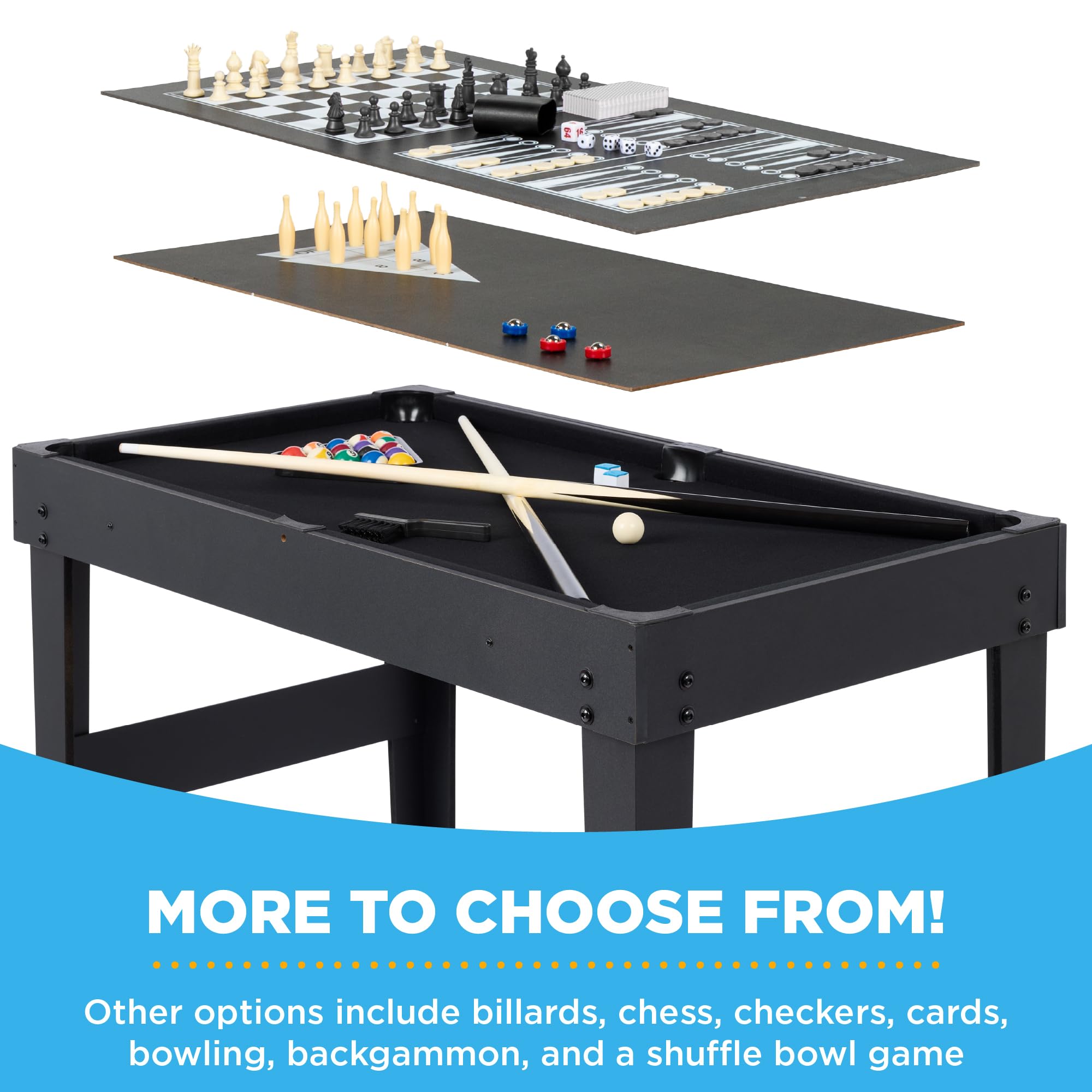 Best Choice Products 2x4ft Combo Game Table Set for Home, Game Room, Friends & Family w/Hockey, Foosball, Pool, Shuffleboard, Ping Pong, Chess, Checkers, Bowling, and Backgammon