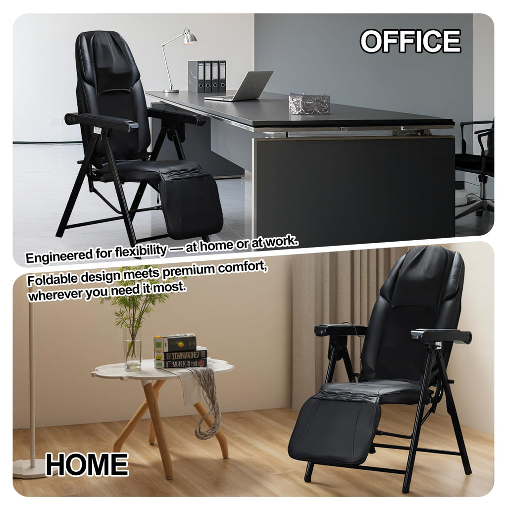 Foldable Electric Massage Chair with Heat, Shiatsu, Kneading, Vibration, Full Body Relaxation, Adjustable Backrest & Neck Height,for Dad Mom Women Men