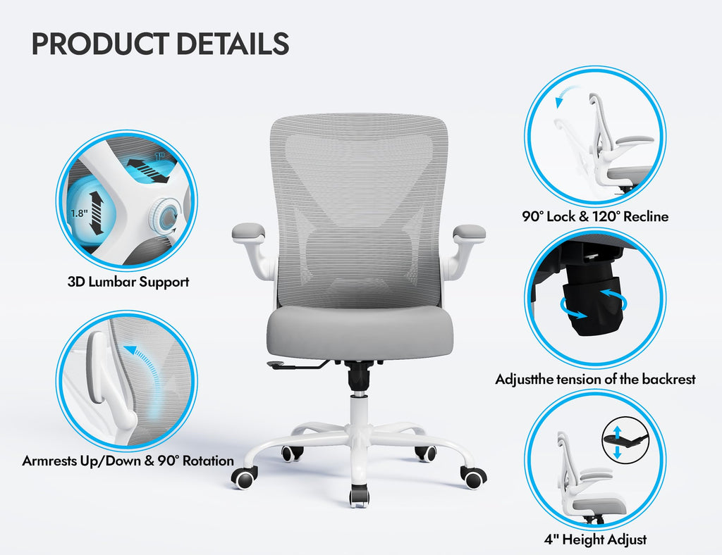 Ergalithic Ergonomic Office Chair - X-Shaped Computer Desk Chairs Comfy, Mesh High-Back Gaming Chair with Adjustable Lumbar Support, Executive Task Chair for Adults, Comfortable for Long Hours