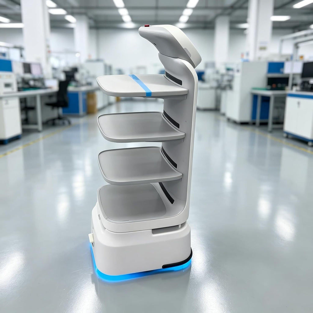 Commercial Smart Food Delivery Robot, Restaurant Service Robot Waiter with Multi Layer Trays, Autonomous Mobile Robot for Food Serving, Hotel Service, Hospital Delivery